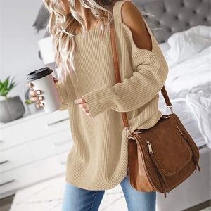 Womens Cold Shoulder Oversized Sweater
